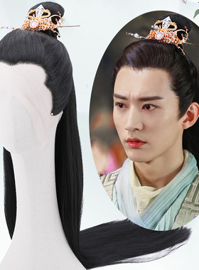 古装仙侠男士假发头套半披发整顶造型黑长直发影视剧coUs表演 T92