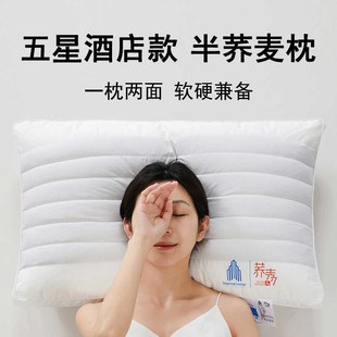 星级酒店半荞麦枕头护颈椎u助睡眠打呼噜专用枕芯家用一对不塌陷