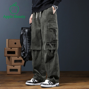 男士 裤 宽松高街直筒长裤 秋季 男 雷茨美式 潮牌灯芯绒休闲裤 工装