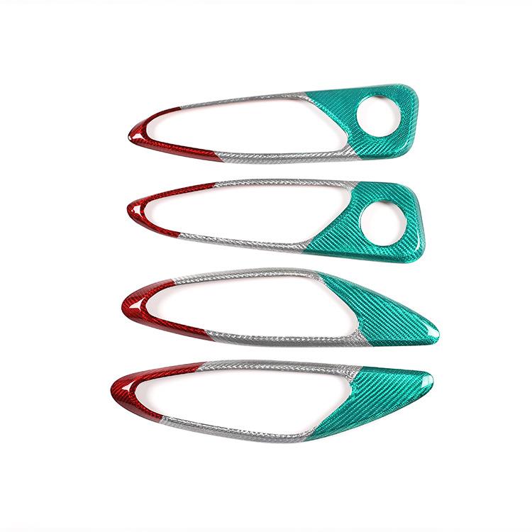 适用于阿尔法Giulia真碳纤维三色内饰内拉手框把手装饰汽车用品