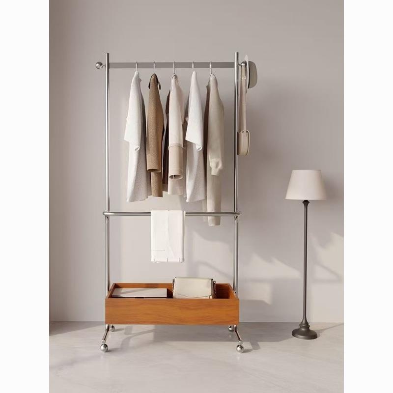 中古不锈钢挂衣架衣帽落地移动收纳衣帽架艺术高档家用卧室简约