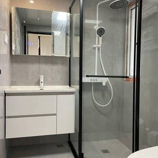 极窄T字型隔断玻璃门推拉移门淋浴房沐浴卫生间一门两用干湿分离