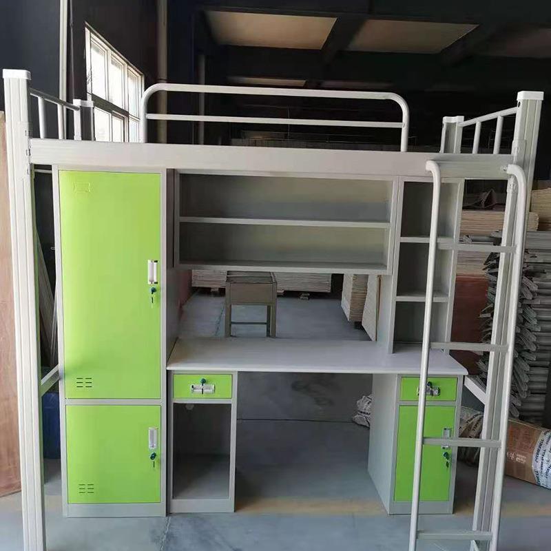 学校宿舍上下铺公寓床单人上床下桌带衣柜书架组合铁架床