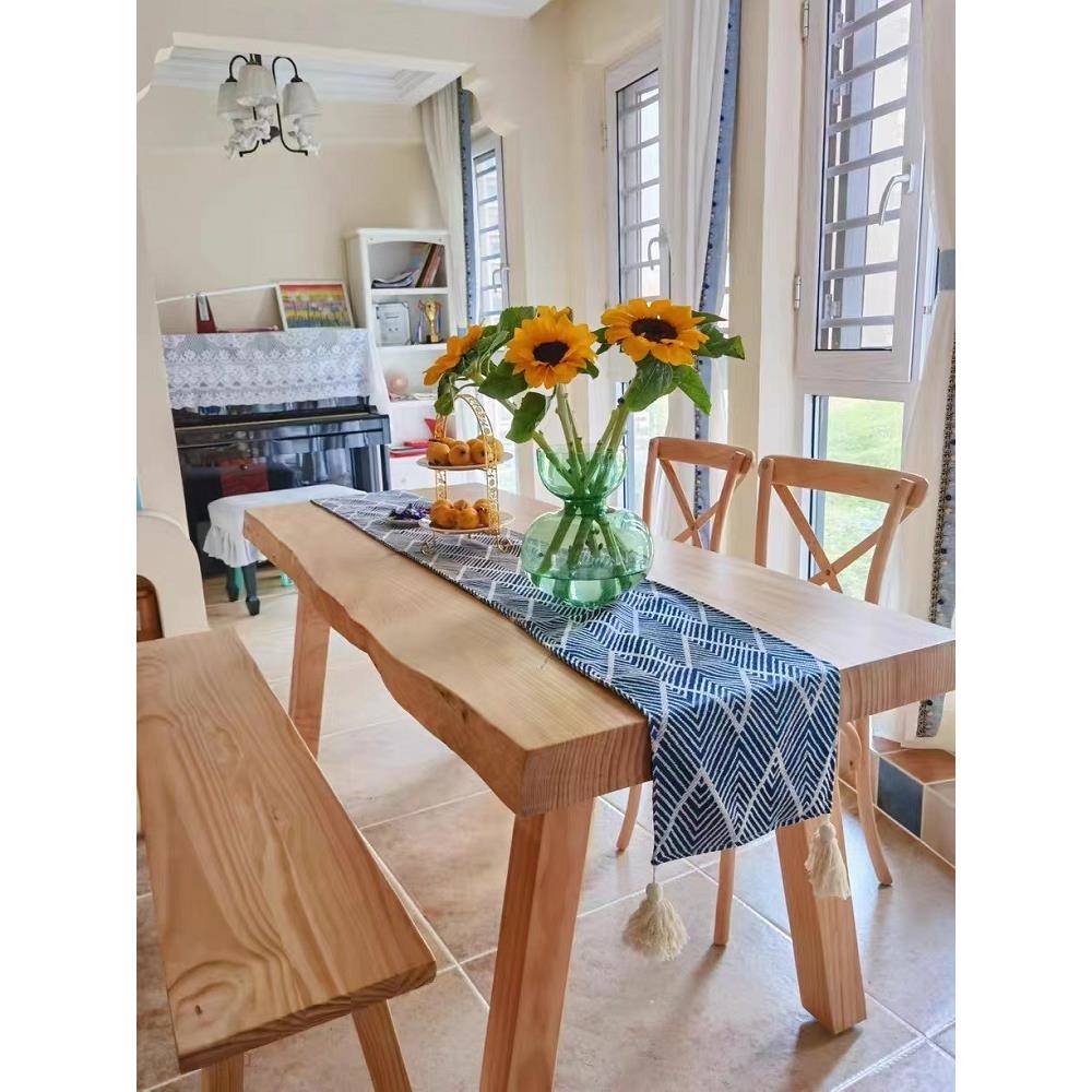 餐桌家用小户型吃饭桌原木风长方形日式饭桌实木简约大板桌办公桌