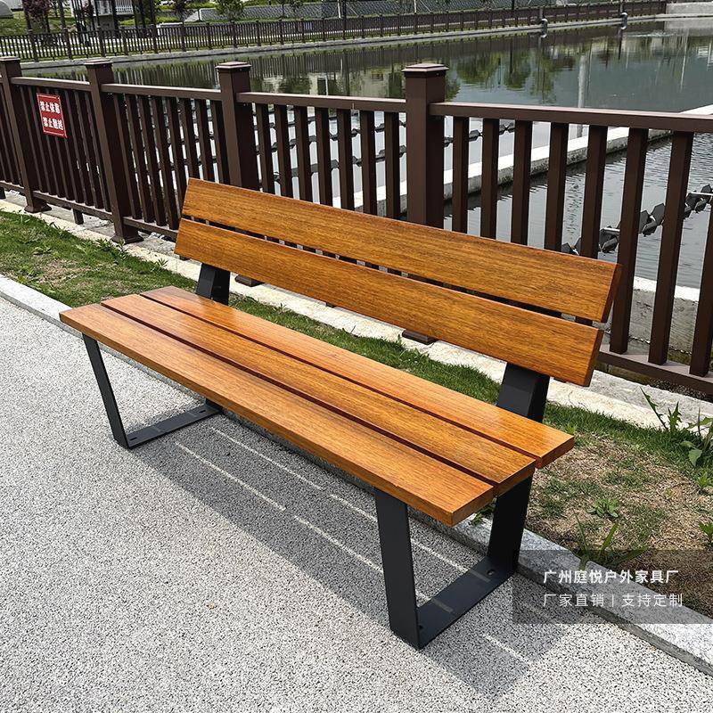 公园椅户外长椅休闲广场靠背椅铸铝塑木排椅庭院椅防腐木櫈子椅子