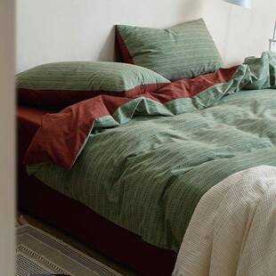 田园风简约清新文艺波点色织撞色柔软裸睡被套床上用品四件套