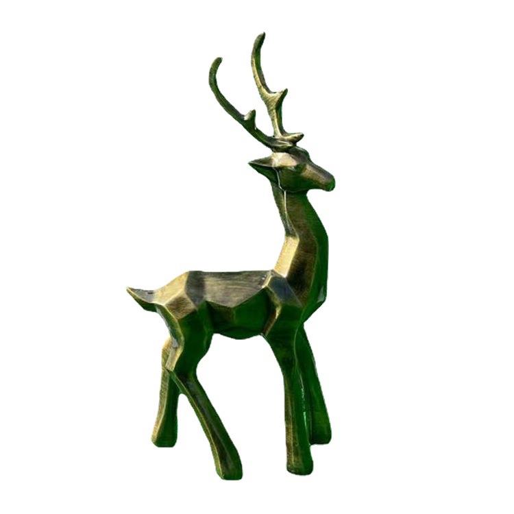 艺染林专业供应玻璃钢仿铜动物几何鹿雕塑公园景观落地装饰摆件