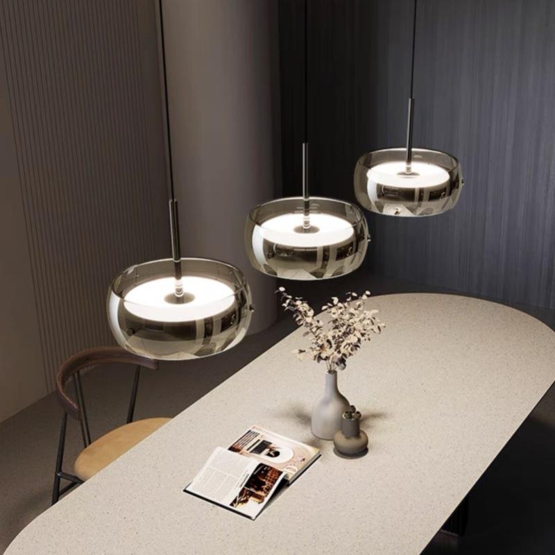 意式极简餐厅吊灯设计师高级感轻奢玻璃三头吧台餐厅灯床头吊线灯