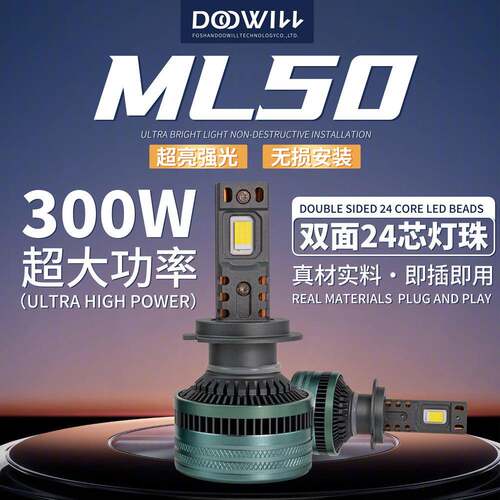 梦岚新款ML50超亮300W大功率汽车led前大灯H7H49005