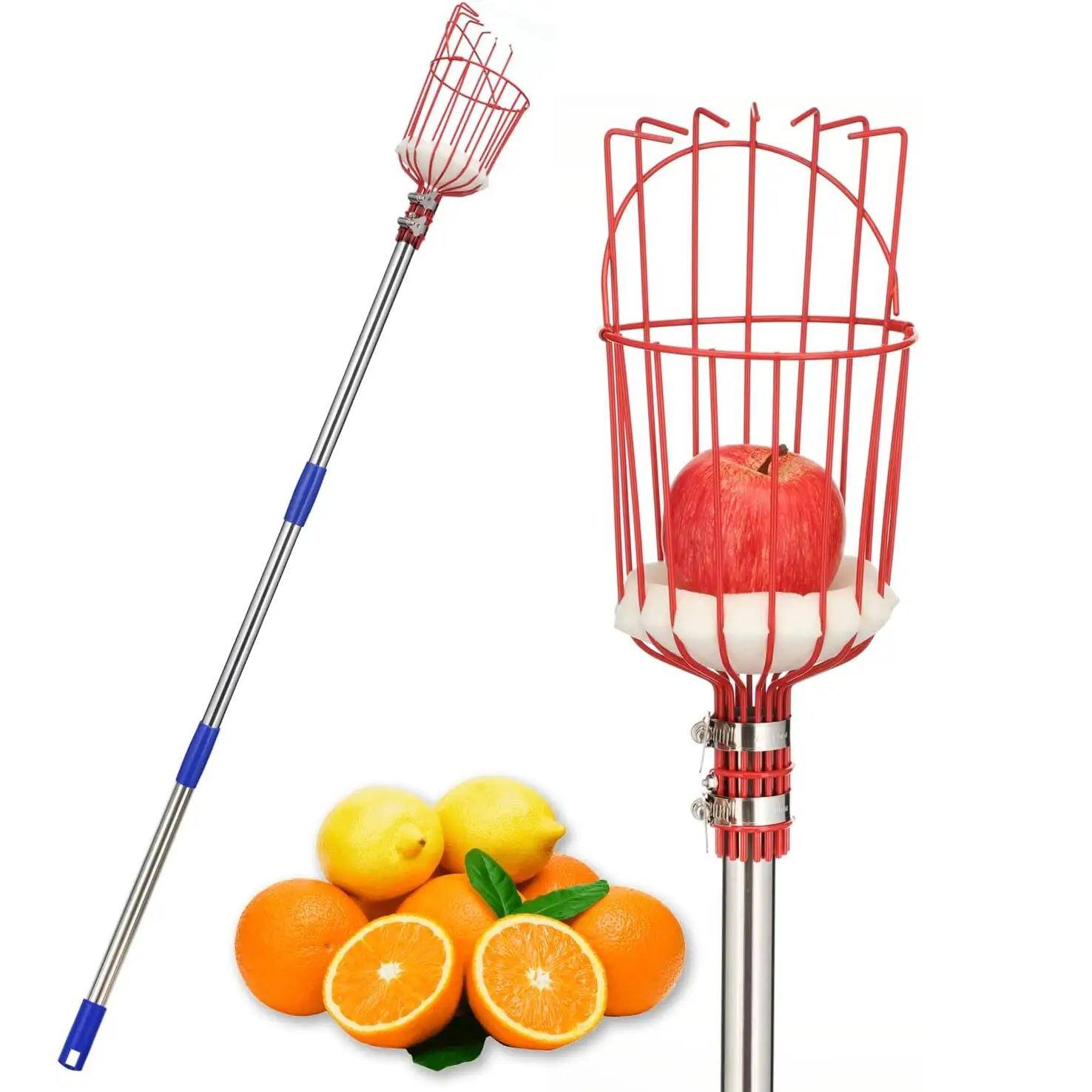 TEMU摘果器不锈钢杆子高空摘果器水果采摘工具ebay铁丝