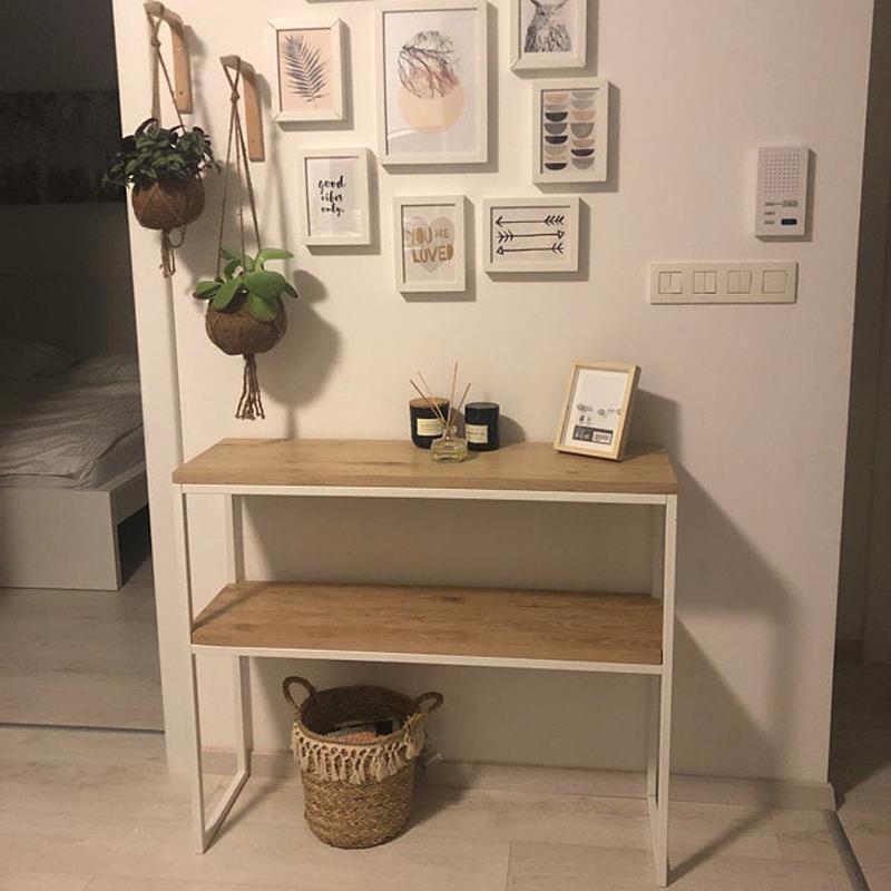I1简约墙边置物架入户玄关桌靠墙窄桌实木餐边桌沙发后条几厨房收