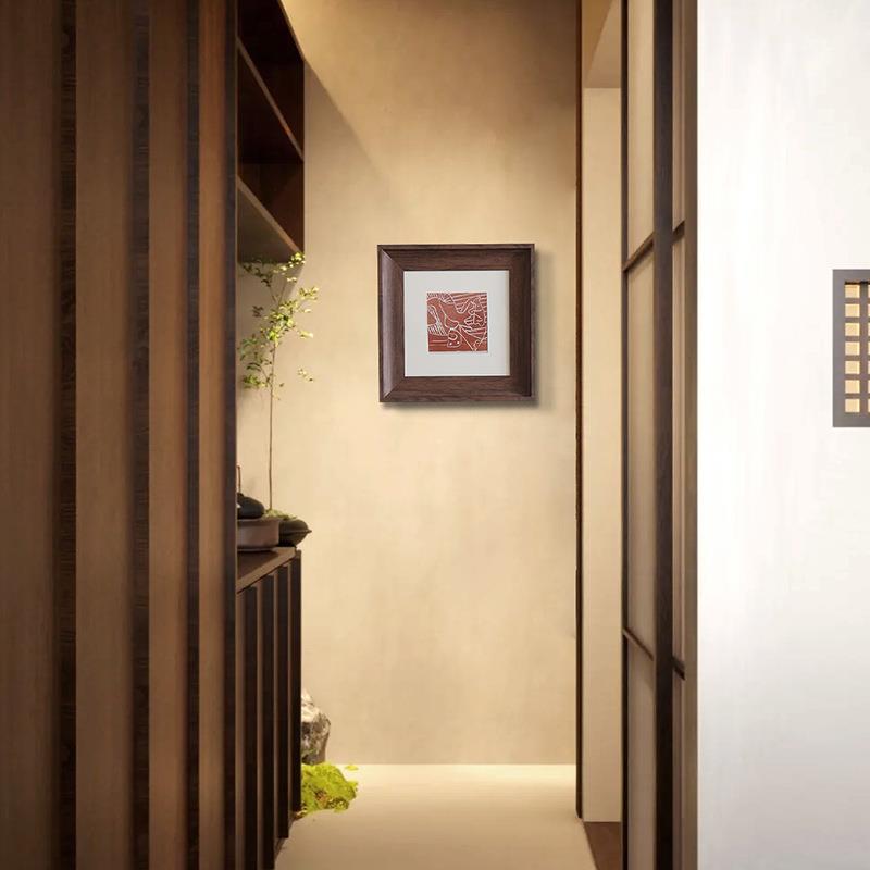 法式吊杆挂画实木画框客厅玄关走廊柱子中古艺术卧室床头装饰画