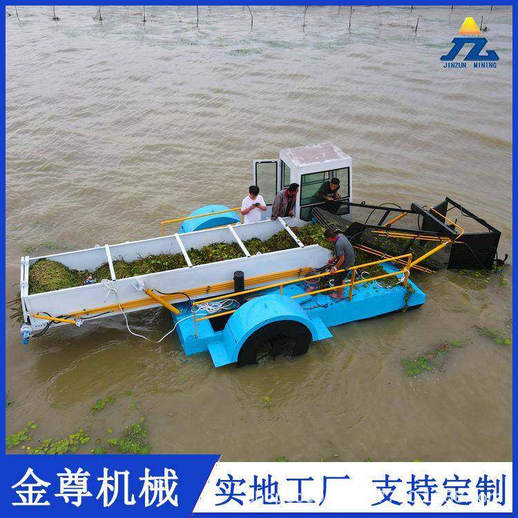 虾蟹池塘泡沫船一人可操作小型割水草机视频河道清理保洁船厂家