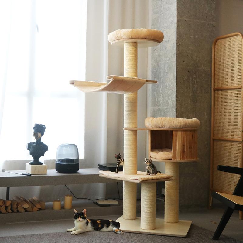 大型猫抓板不占地猫树极简猫架子大猫窝一体猫树实木猫爬架