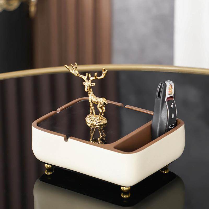 轻奢高级感创意个性烟缸防飞灰烟灰缸家用客厅带盖收纳摆件办公室