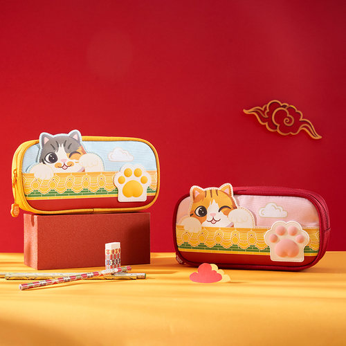 宫猫出游文创大容量帆布笔袋