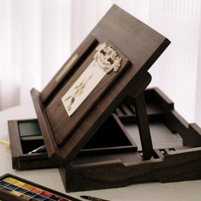 黑胡桃木折叠画架水彩铅笔画板桌面可调节写生阅读纯实木展示画架