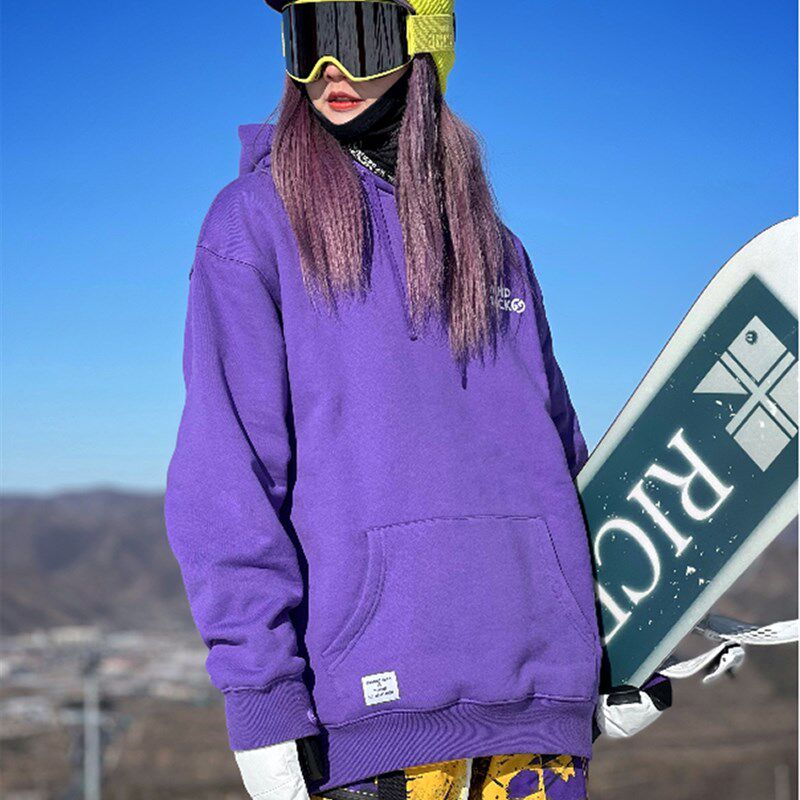 GT雪具新款优质绒棉滑雪帽衫连帽卫衣保暖情侣单板男女款黑色白色