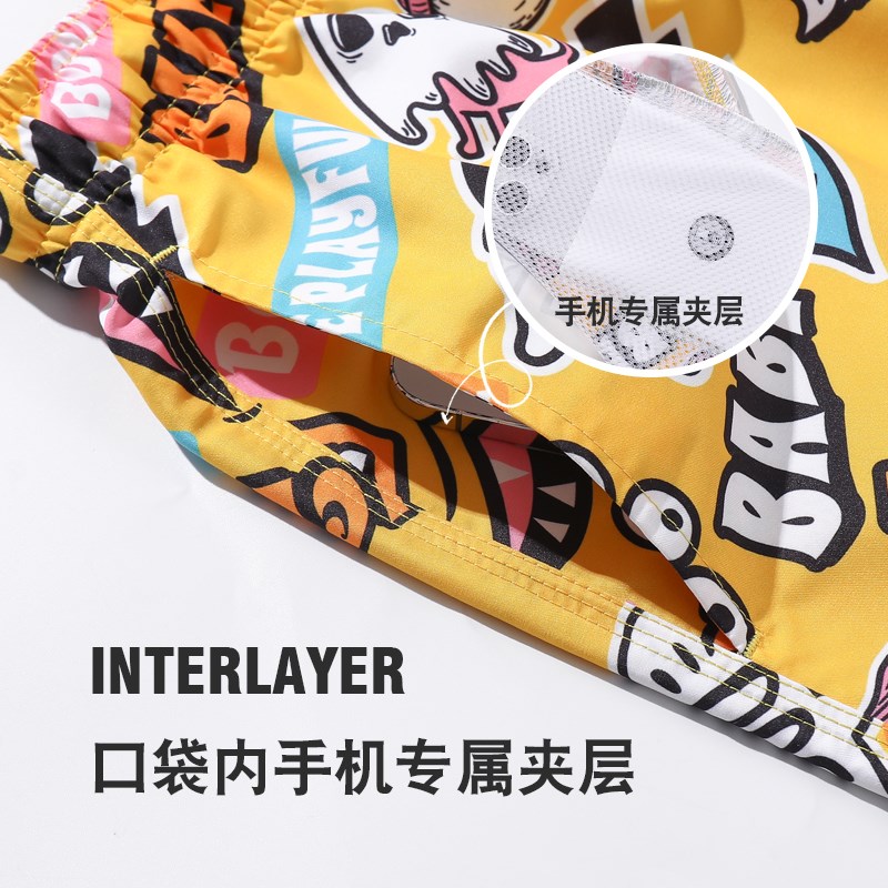 沙滩裤男 夏季卡通印花五分裤 日常休闲海边度假穿宽松大码游泳裤
