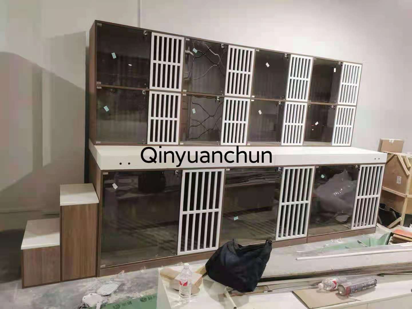 宠物店狗舍定制实木玻璃狗柜狗别墅寄养柜繁殖笼展示狗笼狗屋厕所