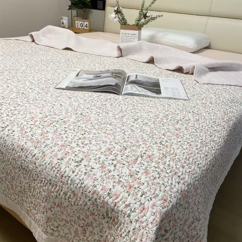 韩式全棉斜纹小碎花双面水洗绗缝夹棉加厚榻榻米垫子床盖床单