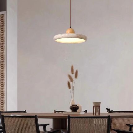 黄洞石餐厅吊灯个性创意圆形飞碟led吧台茶室饭桌民宿侘寂风灯具