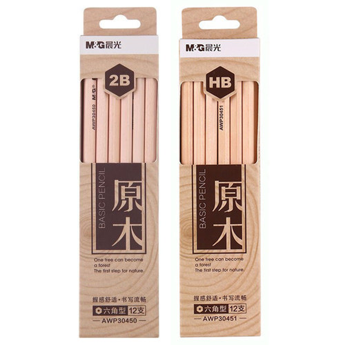晨光30451原木杆铅笔2B中小学生