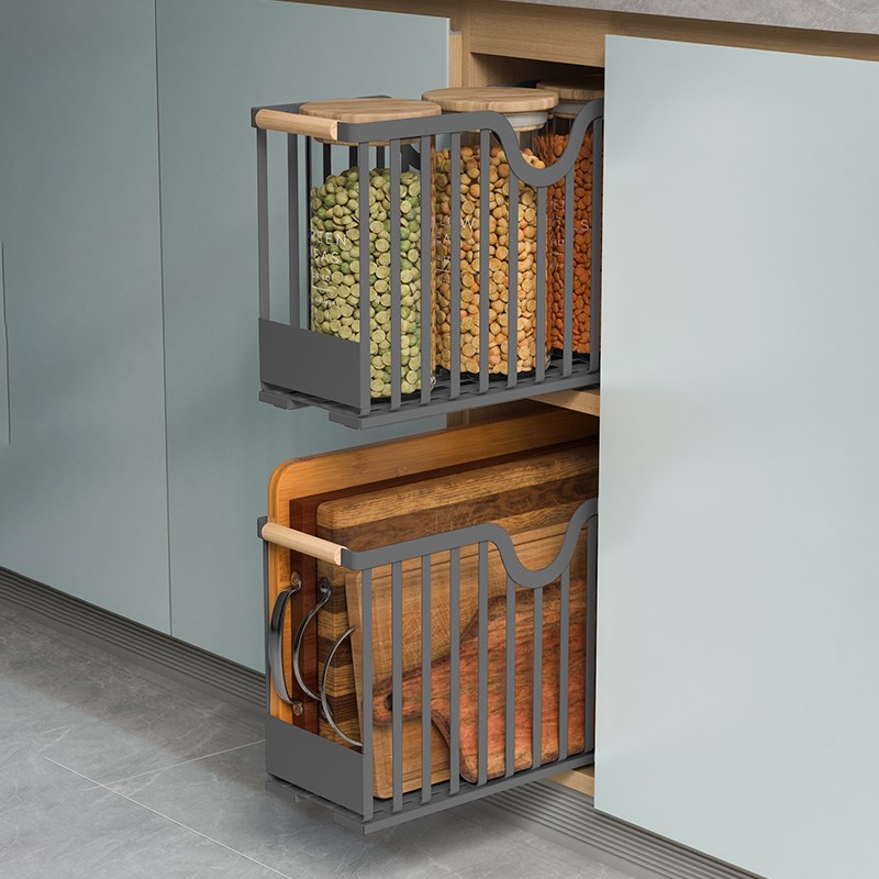 厨房下水槽置物架抽拉式调料单y层橱柜拉篮抽屉式深柜内分层收纳