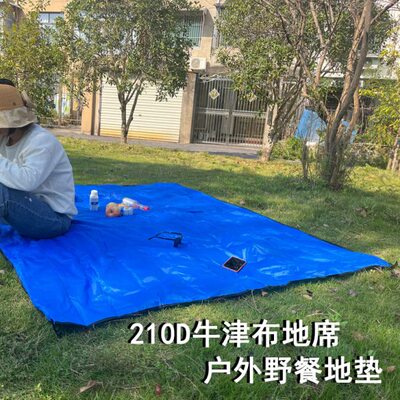 户外野营帐篷席野餐垫沙滩地垫牛津布大号席地款烧烤防潮垫银 涂