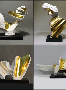 酒店装饰样板房客厅摆设现代简约玻璃钢抽象O艺术雕塑摆件家居饰