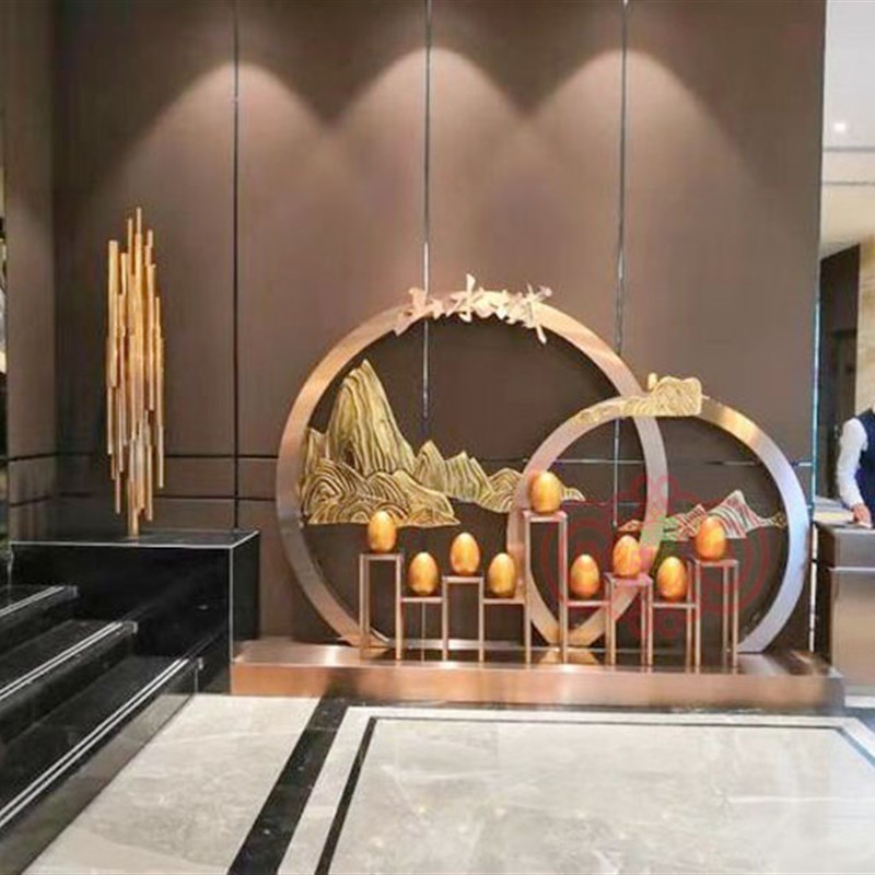 售楼处美陈装饰房地产展厅布置砸金蛋E台金店礼品堆头交付dp点道