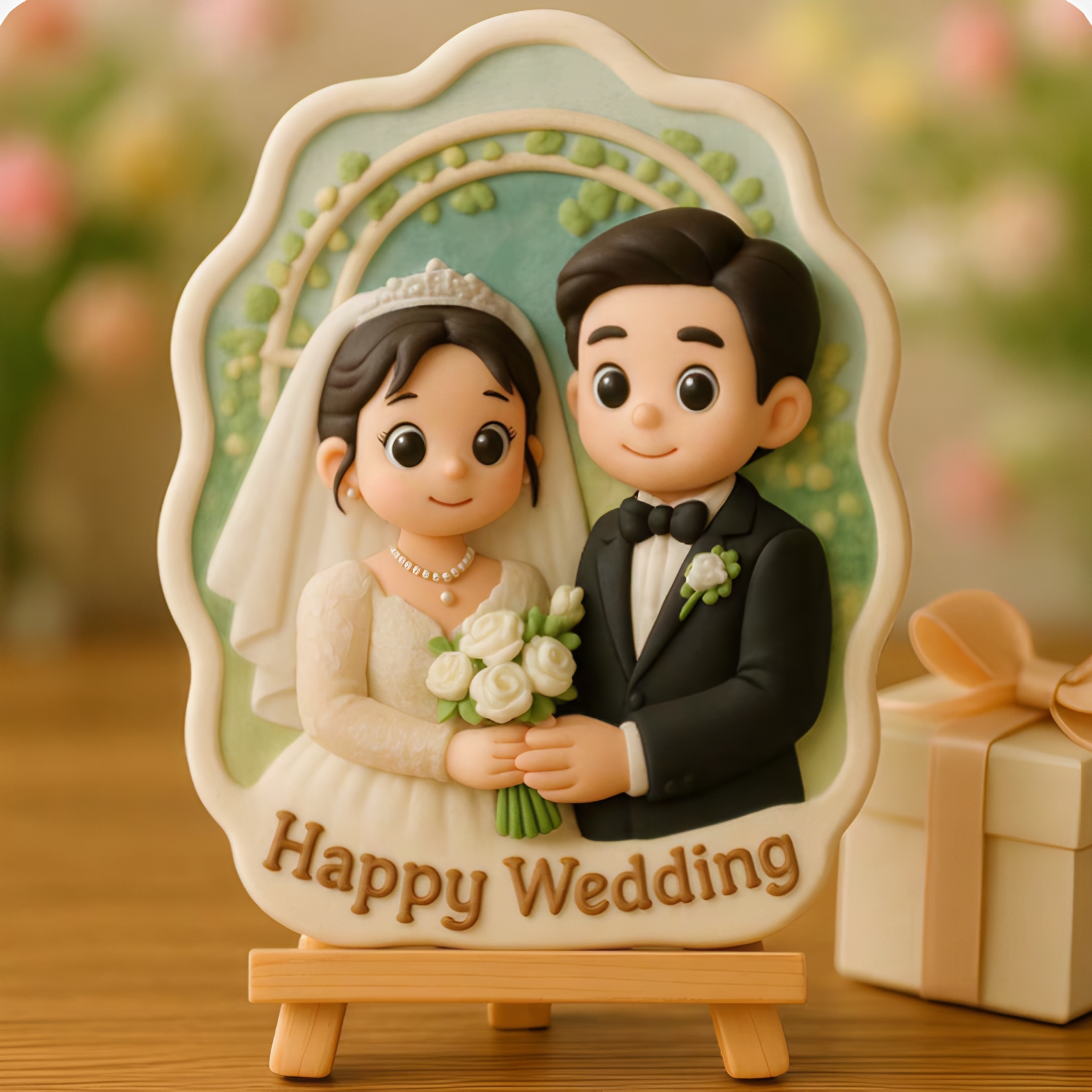 婚礼礼物结婚照片定制3D浮雕立体摆件冰箱贴3D全彩打印摆件手办