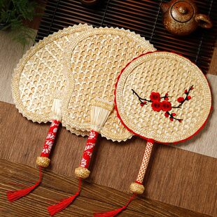 手工编织麦秸扇子老式 大蒲扇夏天便携手摇儿童小宝宝芭蕉宫扇团扇