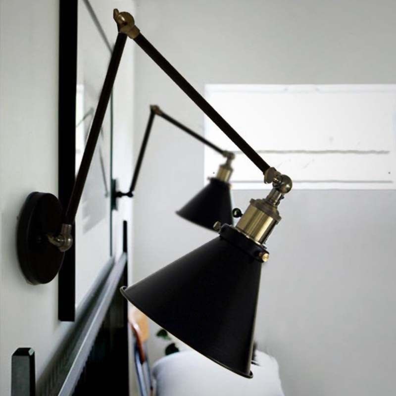 壁灯RH 个性双节床头机械手臂LOFT壁灯 餐厅客厅单臂双臂玻璃壁灯