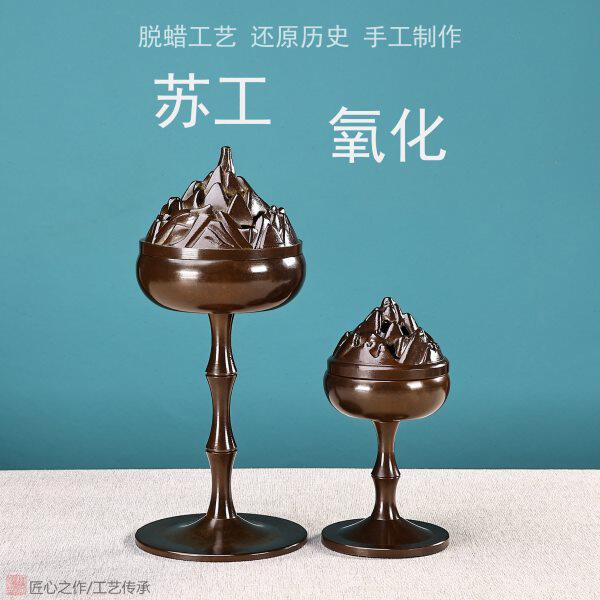 宝严堂纯铜香炉檀香炉仿古供佛盘香炉室内家用茶道摆件紫铜香熏炉