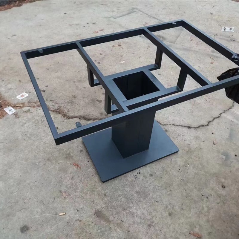 定制大理石火锅桌腿支r架铁桶箱式岩板钢板底座饭店圆桌长方桌腿