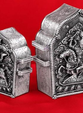 藏式格萨尔王嘎乌盒S990银嘎屋盒吊坠可打开装圣物男女挂件大小号