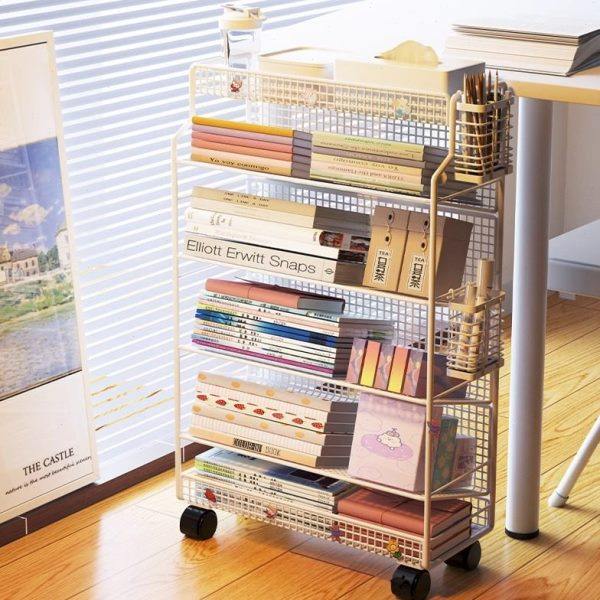 小书架移动带轮置物架落地收纳桌边多层简易课桌书本办公铁艺柜子,收纳整理,书桌收纳置物架,淘宝优惠券,粉丝福利购,淘宝优惠卷