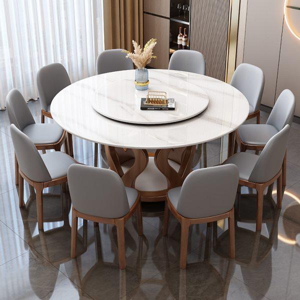 实木岩板餐桌椅组合现代简约高端小户型圆形家用圆桌带转盘吃饭桌,住宅家具,岩板餐桌,淘宝优惠券,粉丝福利购,淘宝优惠卷