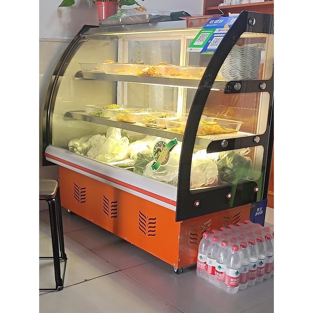 俏鱼凉菜展示柜冷藏保鲜弧形烧烤三层柜玻璃展示熟食卤菜串串商用