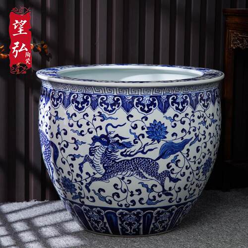 庭院荷花缸古法养鱼缸风水缸青花瓷缸画缸大口径陶瓷鱼缸陶瓷大缸