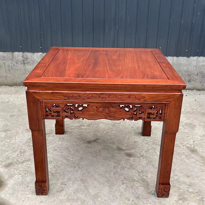 中式八仙桌实木i正方形老式农村中堂供桌北方老榆木仿古四方桌餐