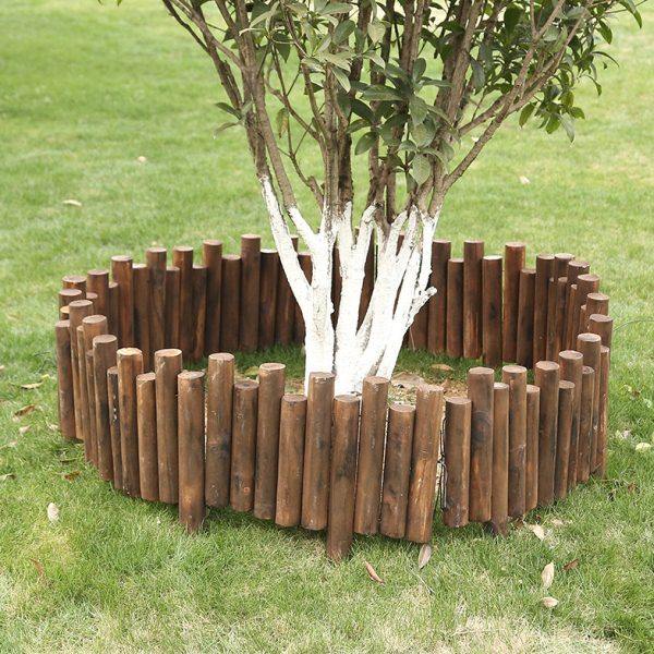 碳化插地木桩围栏户外花园防腐木栅栏隔断护栏挡土篱笆花坛行围墙