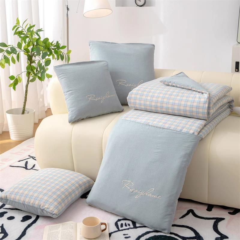 德国2025新款全棉抱枕被子两用二合一车用靠枕午睡毯子加厚枕头被