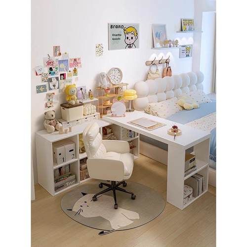 半围桌家庭学习桌卧室女孩实木电脑桌角落床头柜l型梳妆台