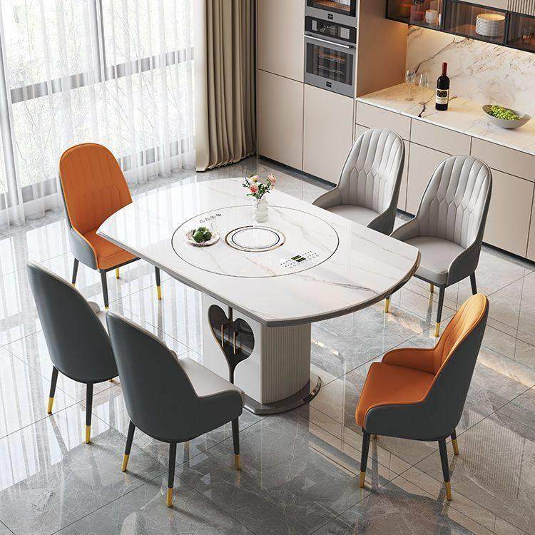 岩板餐桌带暖菜板电动转盘电磁炉多功能伸缩可变圆桌智能语音控制,住宅家具,岩板餐桌,淘宝优惠券,粉丝福利购,淘宝优惠卷