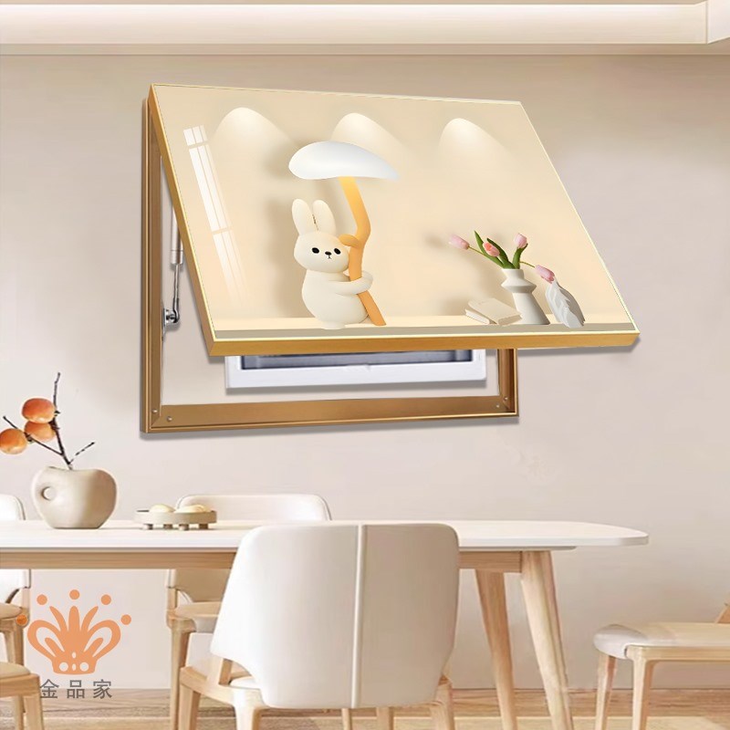 奶油风潮玩卡通电表箱装饰画遮挡电闸箱弱电箱挂画免打孔液压上翻