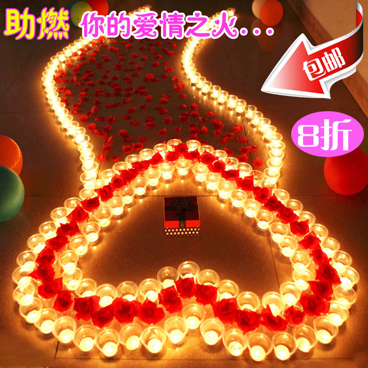 七夕蜡烛b玫瑰浪漫套餐生日求婚表白创意礼品心形蜡烛爱心派对布