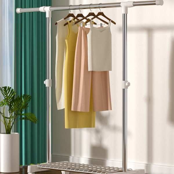 不锈钢简易晾衣架落地单杆式室内卧室挂衣架移动小型宿舍用晒衣架