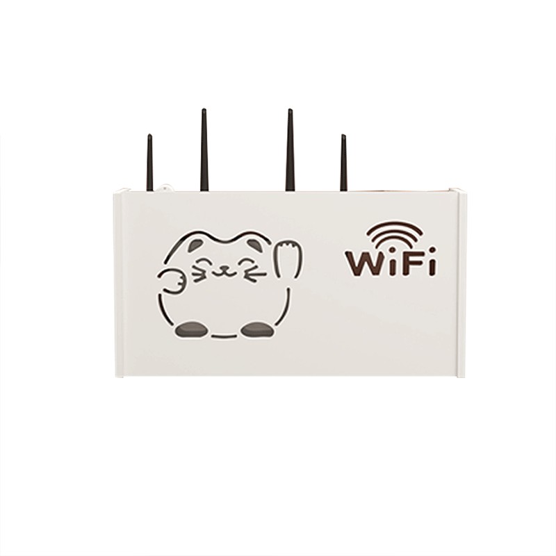 路由器收纳盒墙上wifi电视机顶盒置物架免打孔壁挂式插排插座遮挡